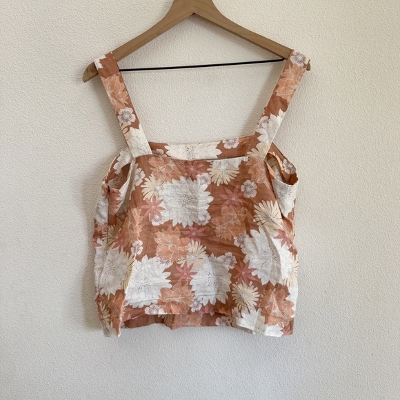 Faherty Summer Sands Linen Tank In Warm Jicaro Island Large - Picture 6 of 6